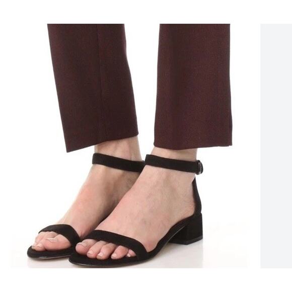 Stuart Whitman Nudist June Black Leather Sandal block Heel Size 9 minimalist - Picture 14 of 14